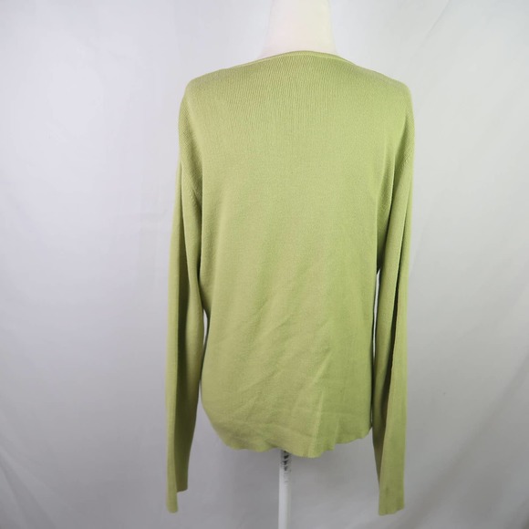 Vintage 90s BP Nordstrom Lime Green Knit Button Front Cardigan Sweater XL - Picture 4 of 5